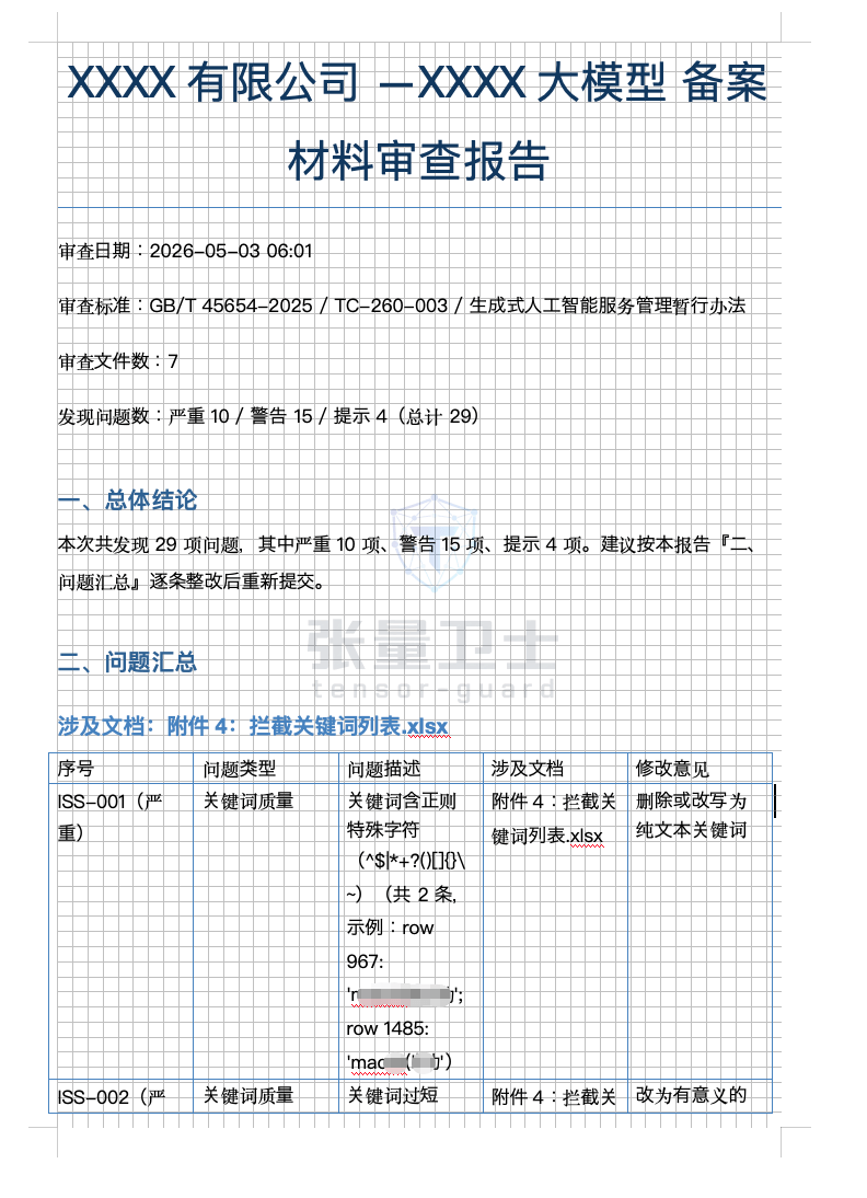 真实 Word 材料审查报告截图