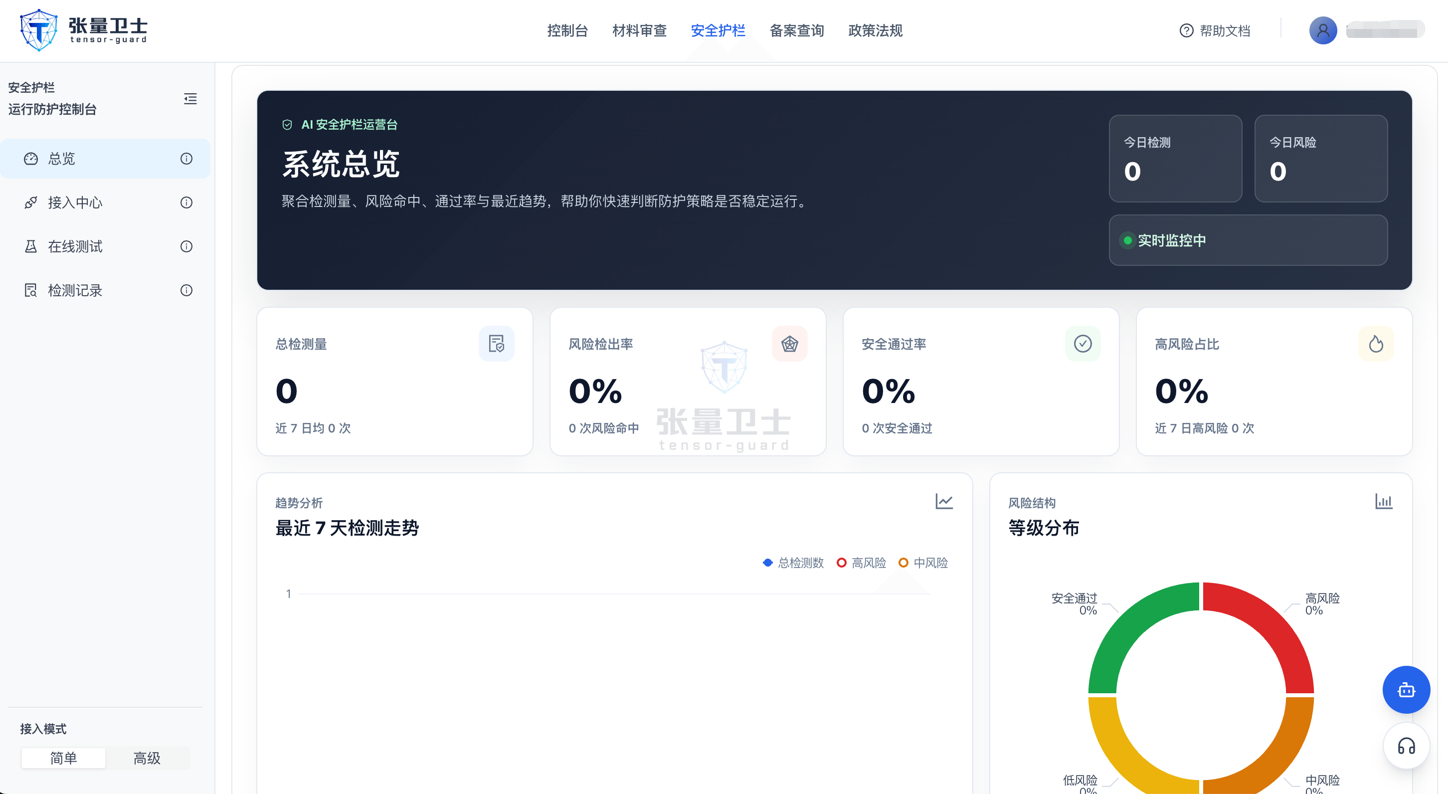 安全护栏总览界面